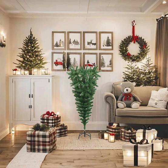 Vidaxl - Sapin de Noël artificiel renversé avec support Vert 120 cm vidaXL 329172 - Image 2