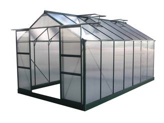 Serre de jardin 13,29 m² aluminium vert sapin avec panneaux polycarbonate et double porte – Habitat et Jardin