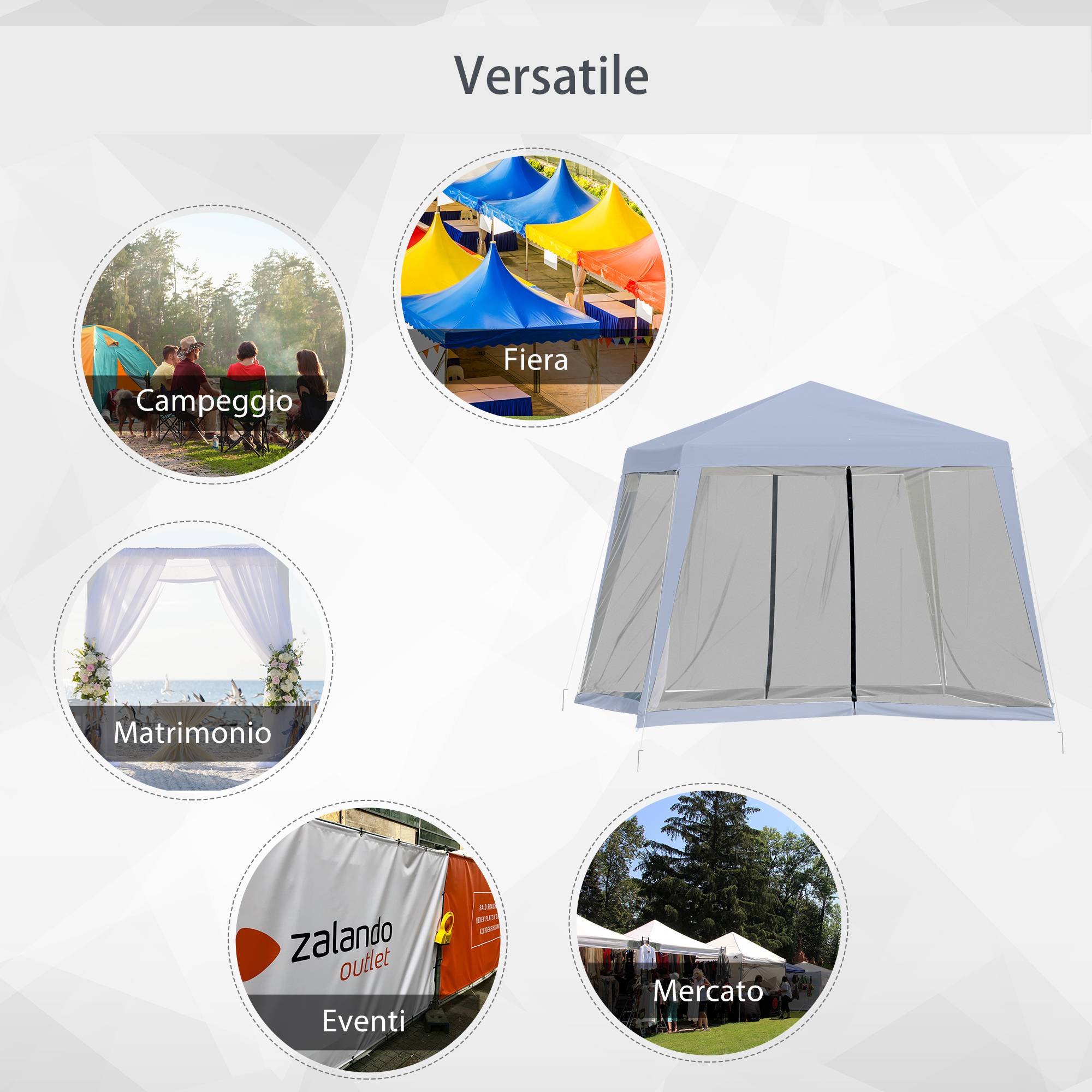 Tonnelle Barnum Pliante Acier Jardin Événements Moustiquaire 3x3m Gris - ComfortXL Outdoor Living - Image 9