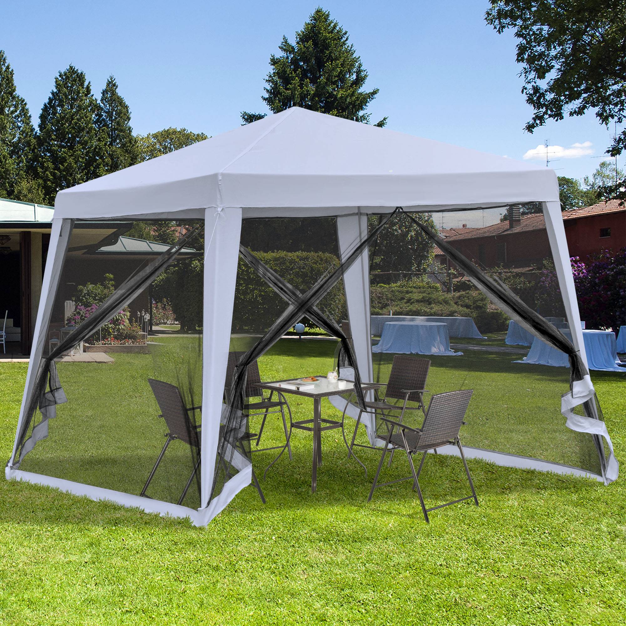 Tonnelle Barnum Pliante Acier Jardin Événements Moustiquaire 3x3m Gris - ComfortXL Outdoor Living - Image 4
