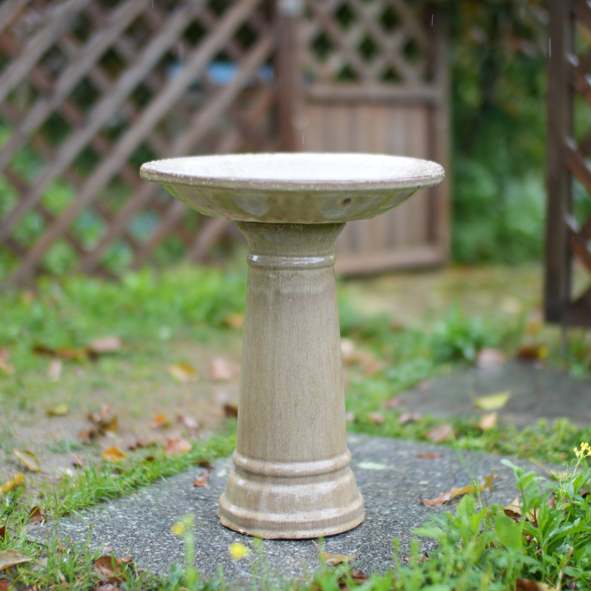 ComfortXL - Bain d’oiseaux en grès Ø 31,5 x H 38 cm beige antique pour jardin terrasse sur pied - ComfortXL Outdoor Living - Image 3