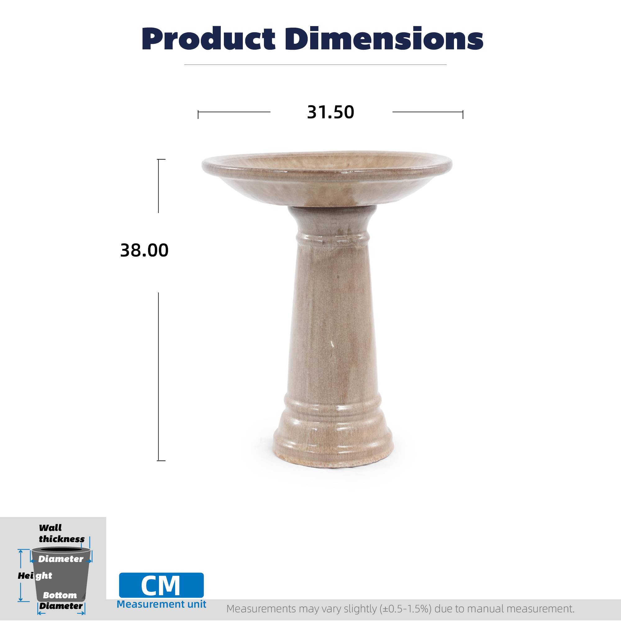 ComfortXL - Bain d’oiseaux en grès Ø 31,5 x H 38 cm beige antique pour jardin terrasse sur pied - ComfortXL Outdoor Living - Image 6