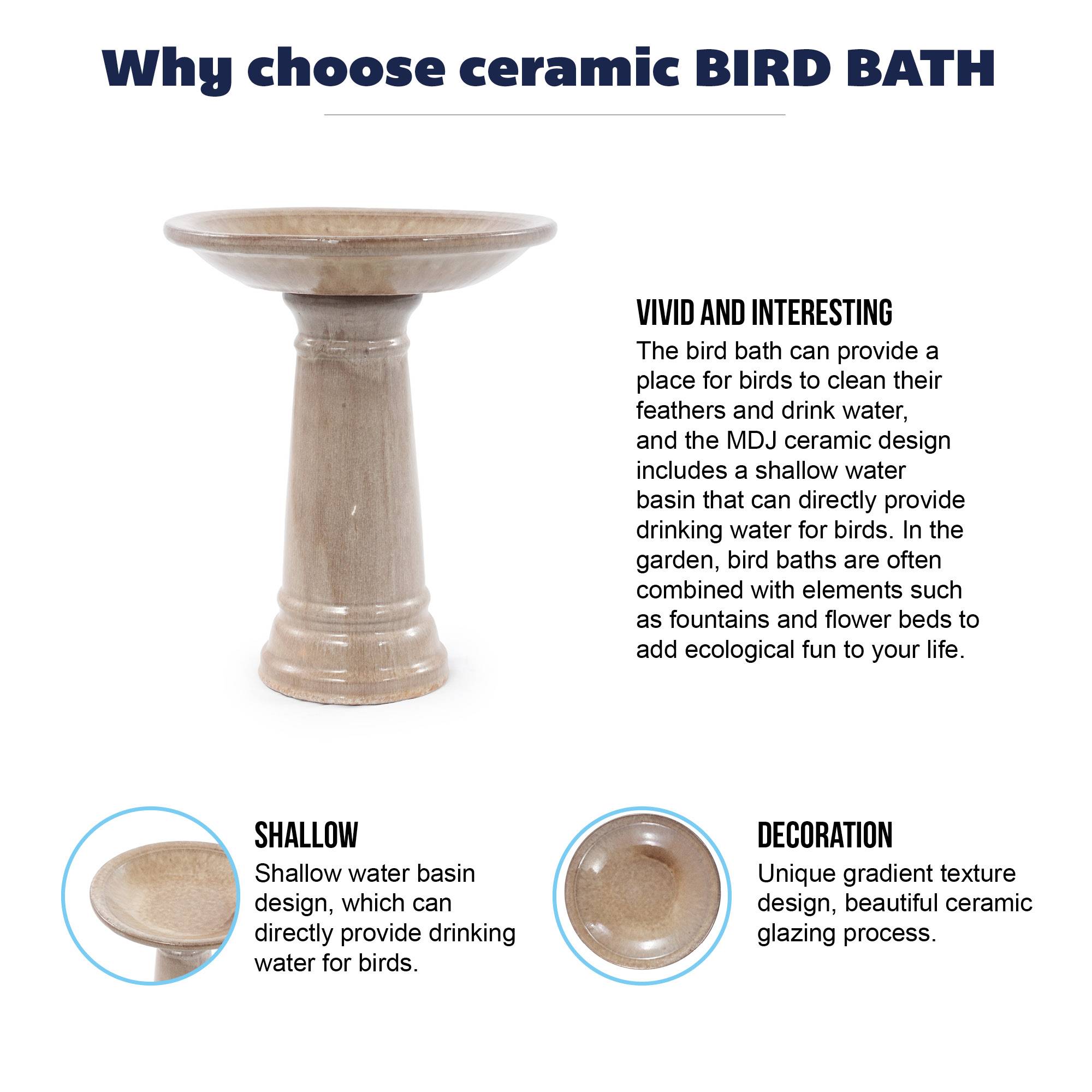 ComfortXL - Bain d’oiseaux en grès Ø 31,5 x H 38 cm beige antique pour jardin terrasse sur pied - ComfortXL Outdoor Living - Image 8
