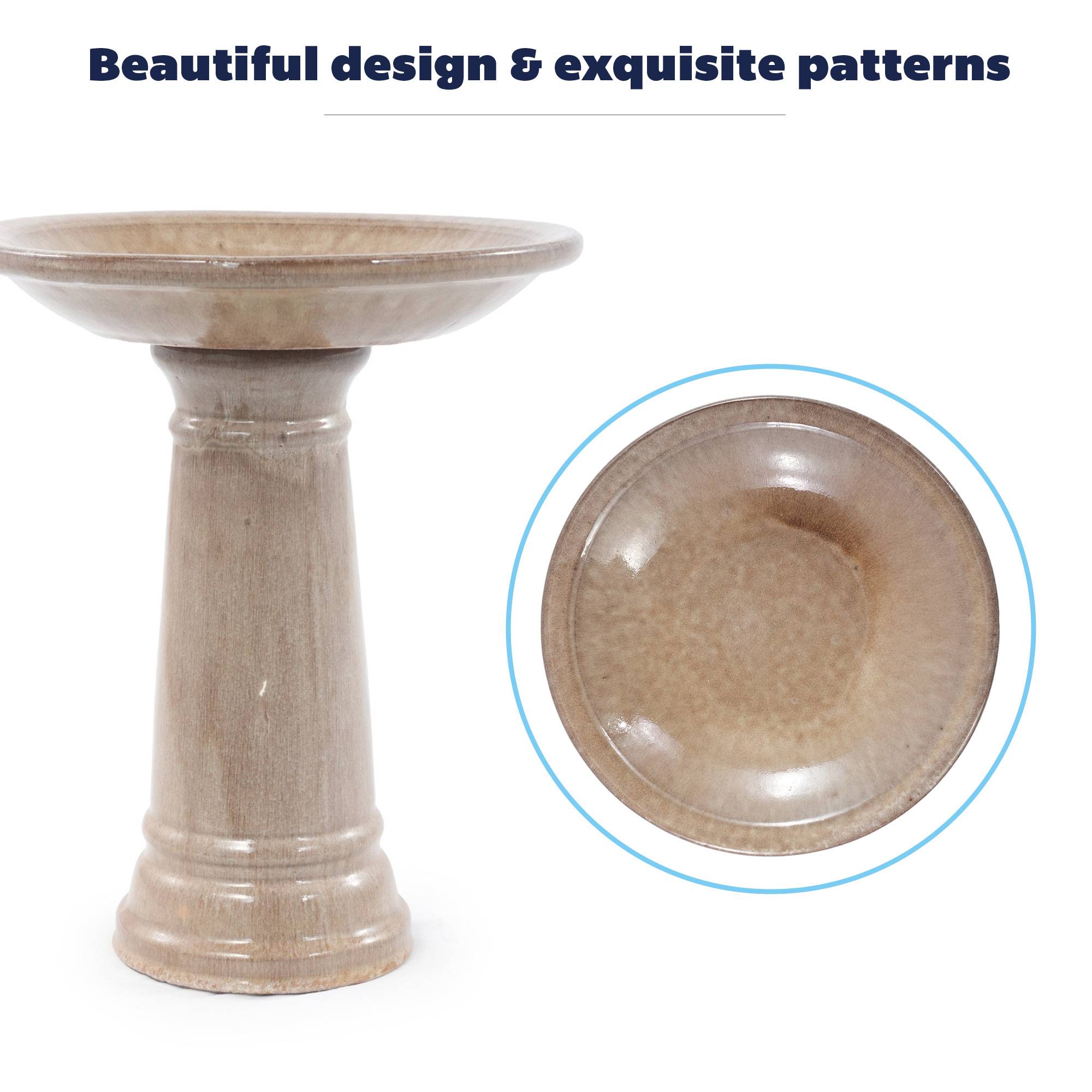 ComfortXL - Bain d’oiseaux en grès Ø 31,5 x H 38 cm beige antique pour jardin terrasse sur pied - ComfortXL Outdoor Living - Image 9
