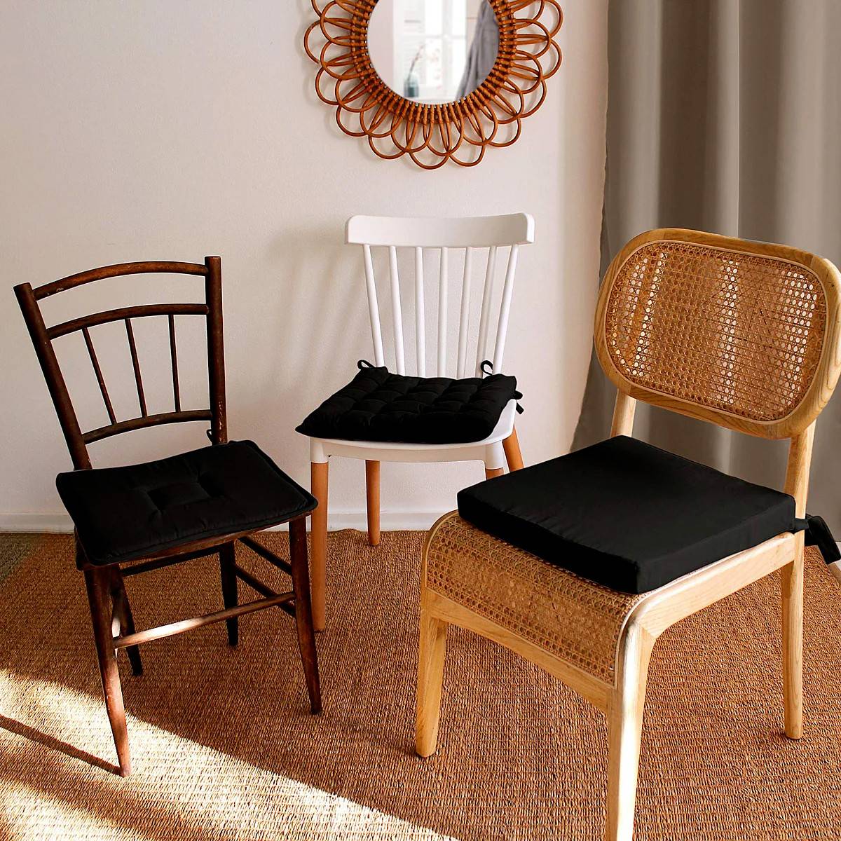 Enjoy Home - Galette de chaise uni effet Bachette - 40 x 40 cm - Enjoy Home - Image 2