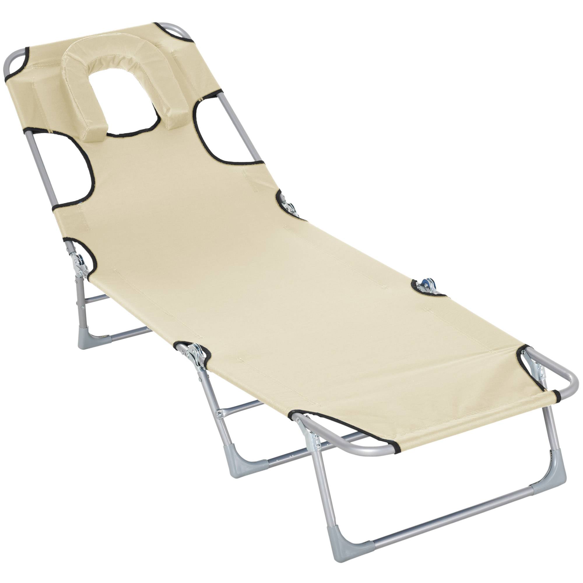 ComfortXL - Transat pliant acier Oxford beige 182x56x28 cm plage dossier 5 positions ouverture lecture - ComfortXL Outdoor Living - Image 2