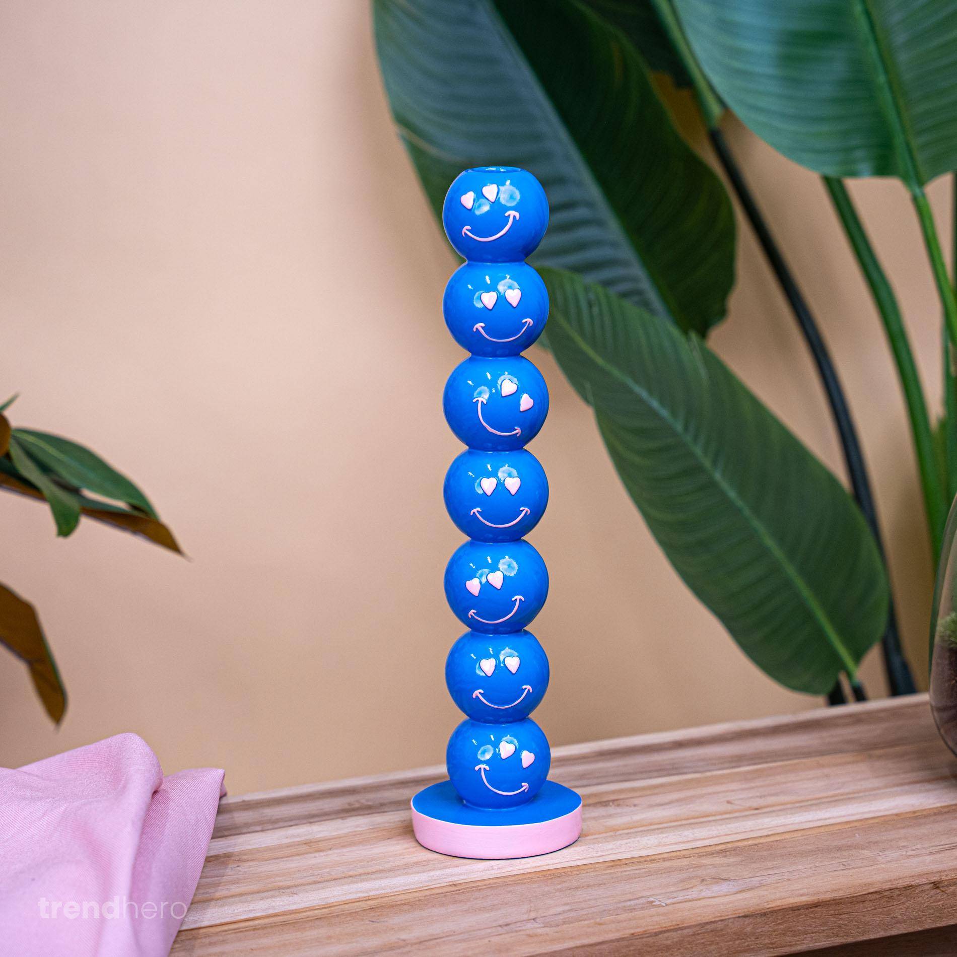 Bougeoir smiley bleu - 36 cm - Image 6