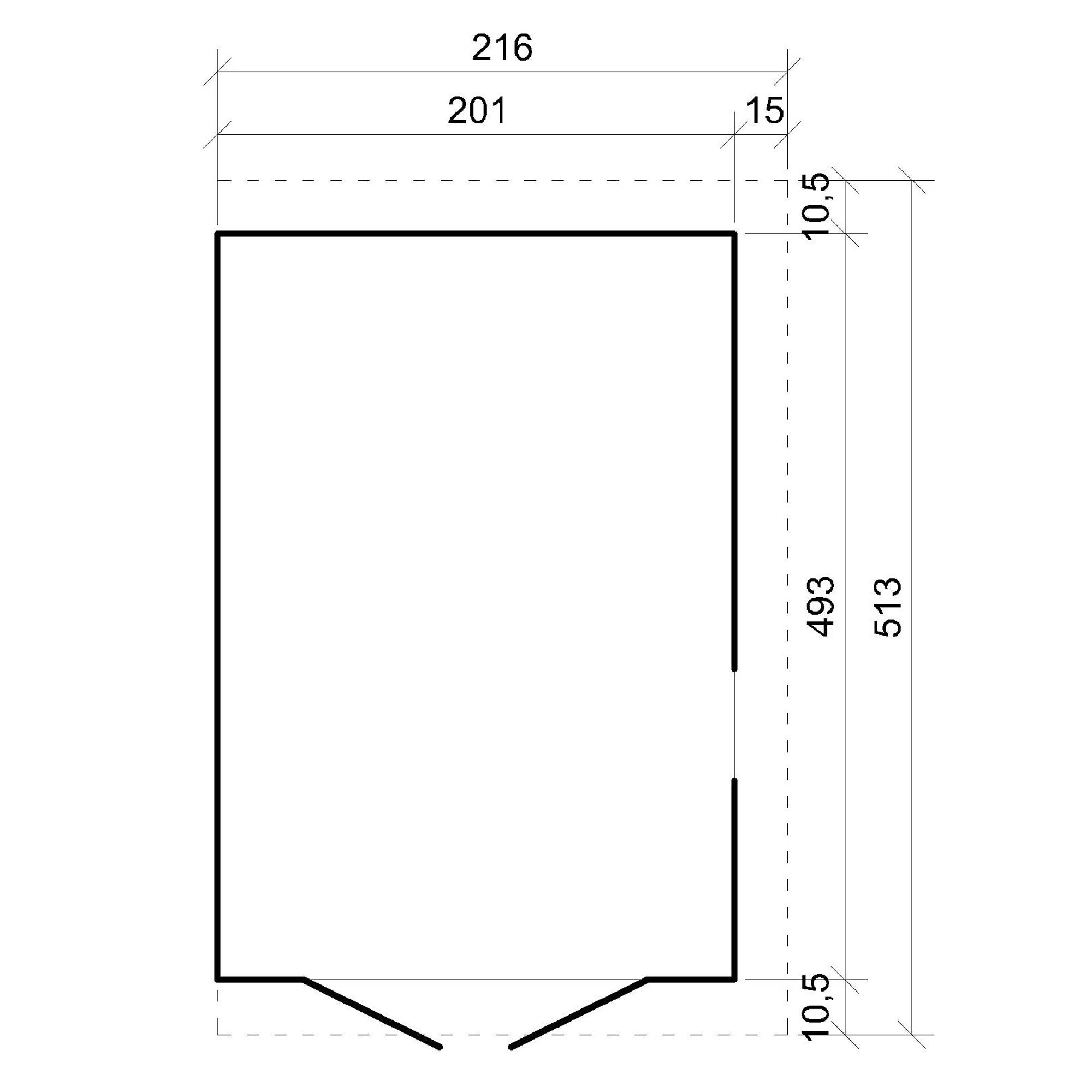 Timbela - Abri de Jardin en Bois Naturel H244x216x513 cm / 10 m² sans paroi latérale avec les planchers imprégné - 17 mm d’épaisseur - Timbela M341+M341G - Image 6