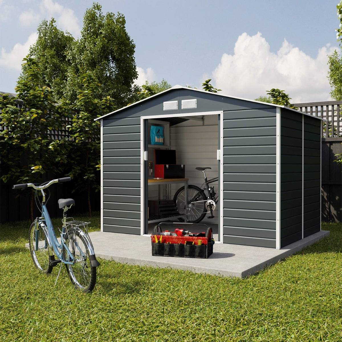 Trigano Jardin - Abri de jardin métal gris 4,83 m2 + kit d'ancrage - Image 1