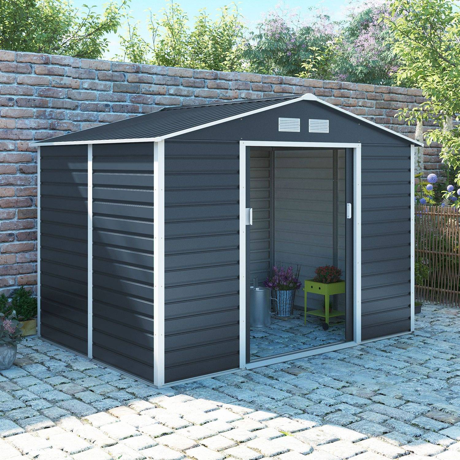 Trigano Jardin - Abri de jardin métal gris 4,83 m2 + kit d'ancrage - Image 4