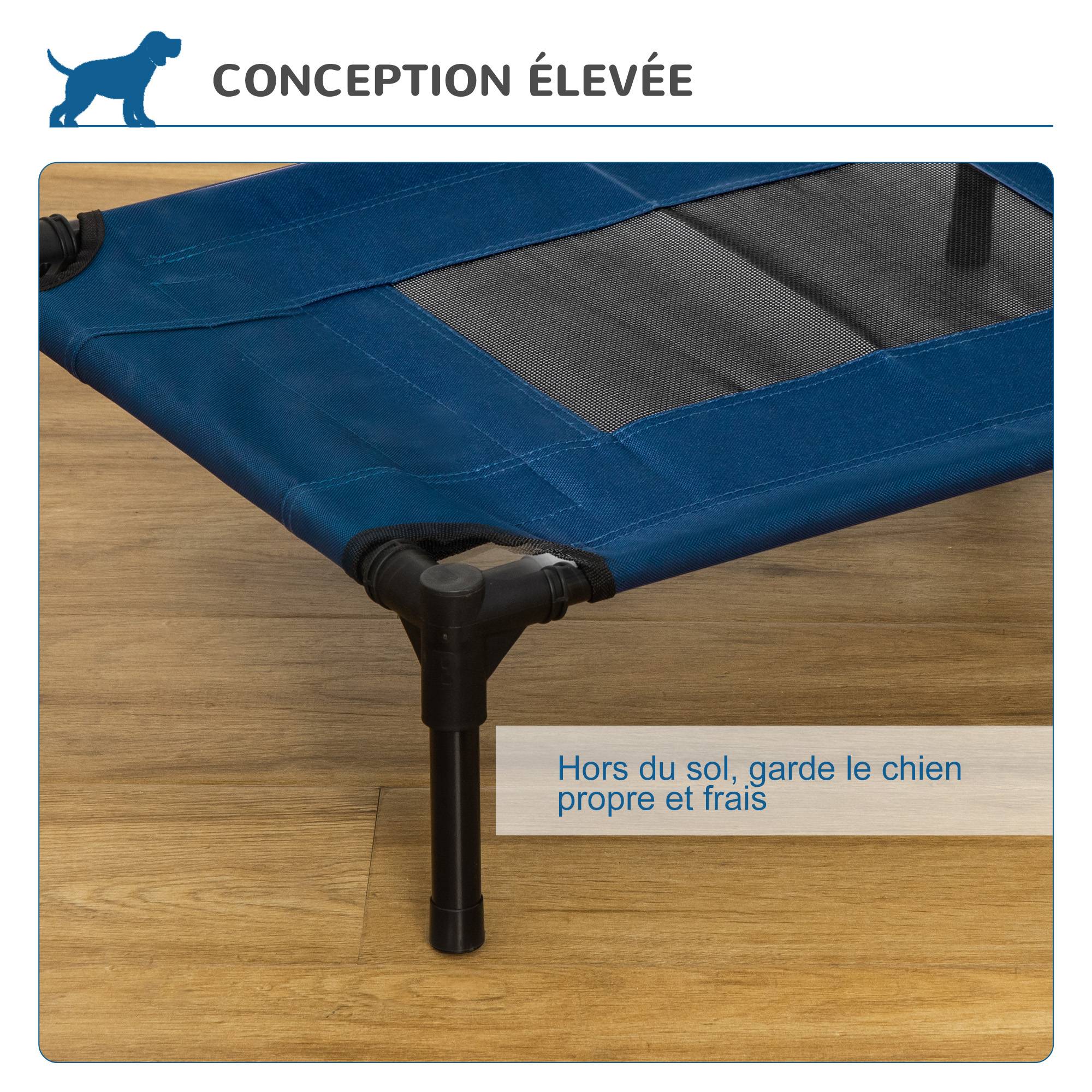 Lit surélevé animal Tissu Oxford Textilène Intérieur Extérieur 61x46cm Bleu Noir - ComfortXL Outdoor Living - Image 7