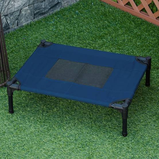 Lit surélevé animal Tissu Oxford Textilène Intérieur Extérieur 61x46cm Bleu Noir - ComfortXL Outdoor Living - Image 3