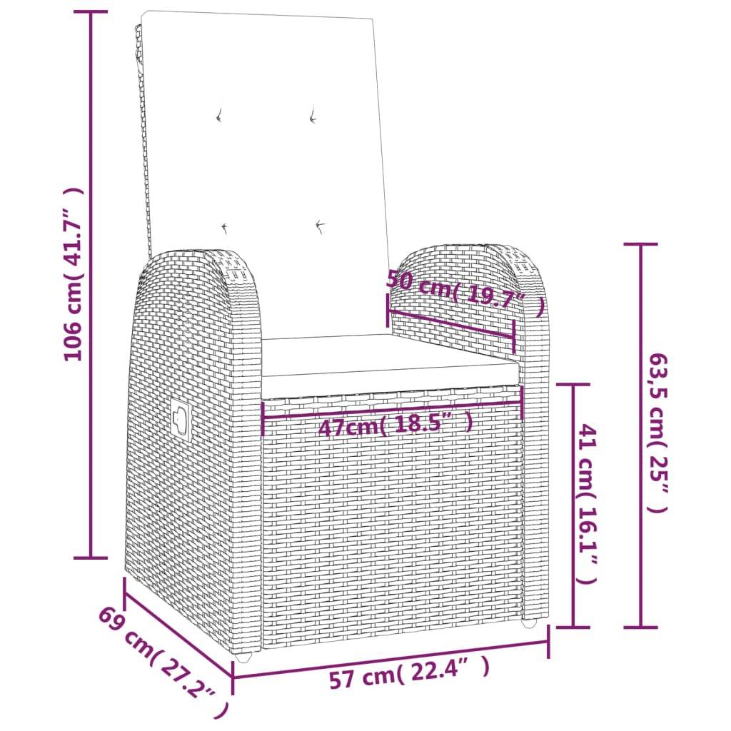Vidaxl - Chaises de jardin inclinables coussins lot de 2 Résine tressée vidaXL 319539 - Image 3