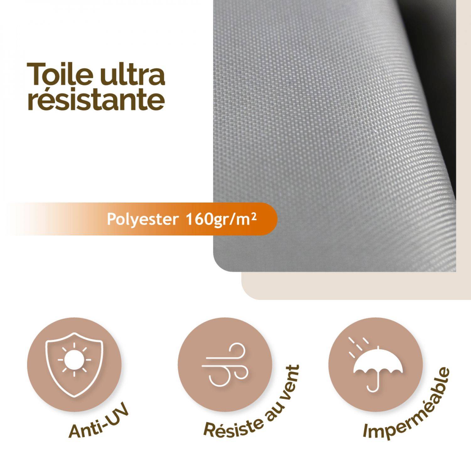Linxor - Voile d'ombrage triangulaire imperméable et anti-UV - 5 x 5 x 5 m - Gris - Linxor - Image 3