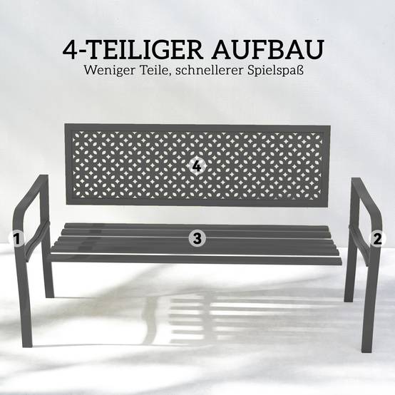 Banc de jardin 2 places en métal, résistant aux intempéries, avec dossier antirouille, design géométrique, supporte jusqu'à 240 kg - Image 9