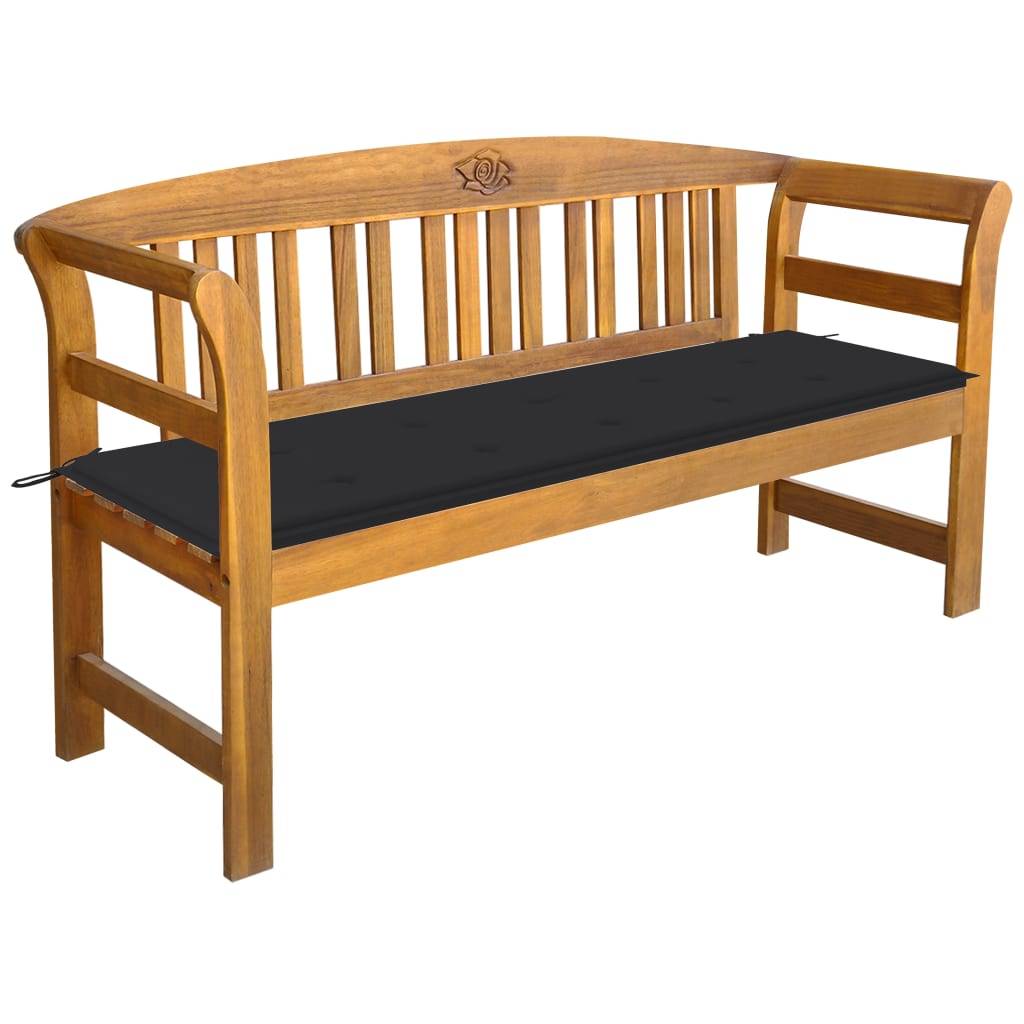 Helloshop26 - Banc de jardin meuble de patio d'extérieur terrasse avec coussin 157 cm bois d'acacia massif - Image 1