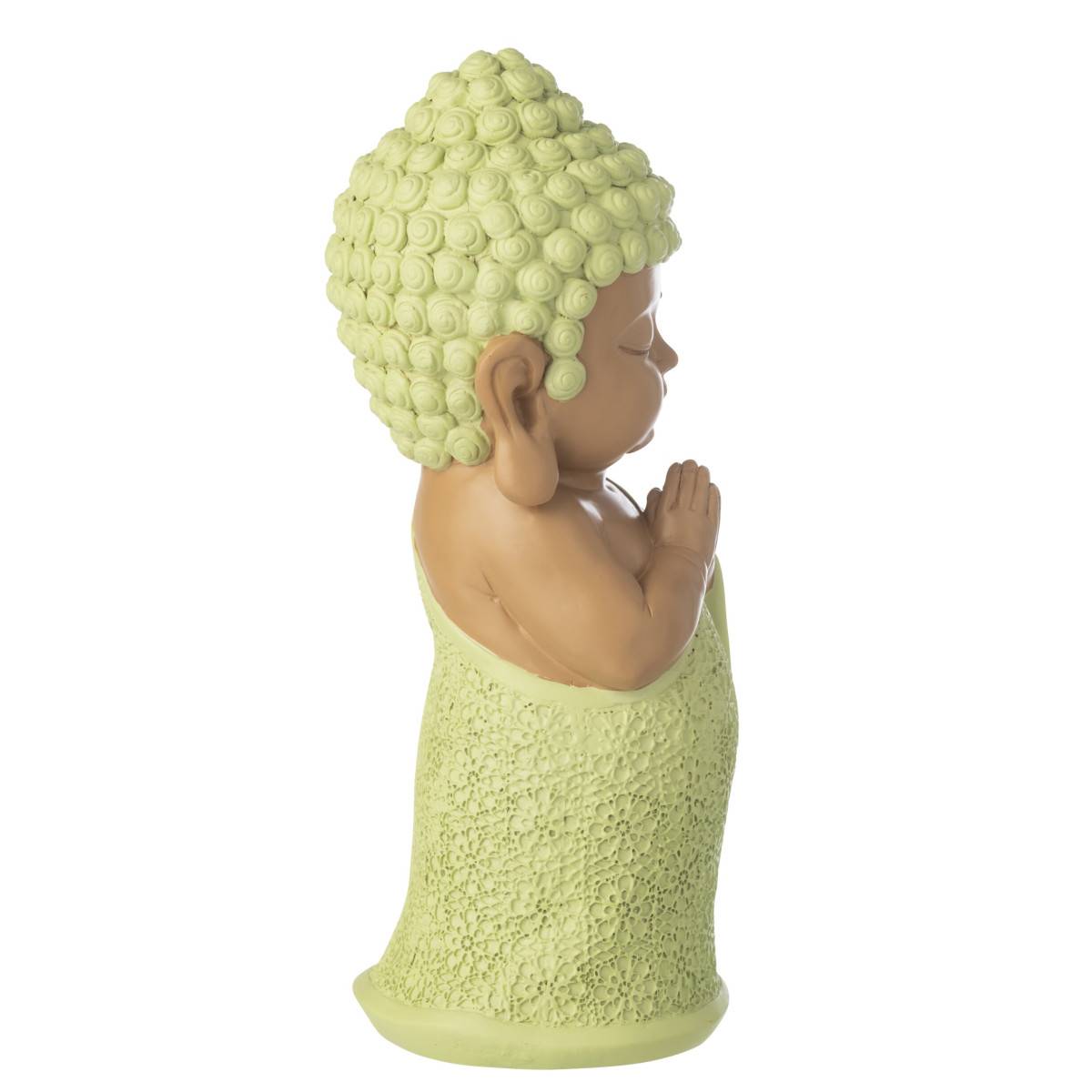 J-Line - Statuette Déco Moine Priant "Boudhi" 32cm Vert - Image 2