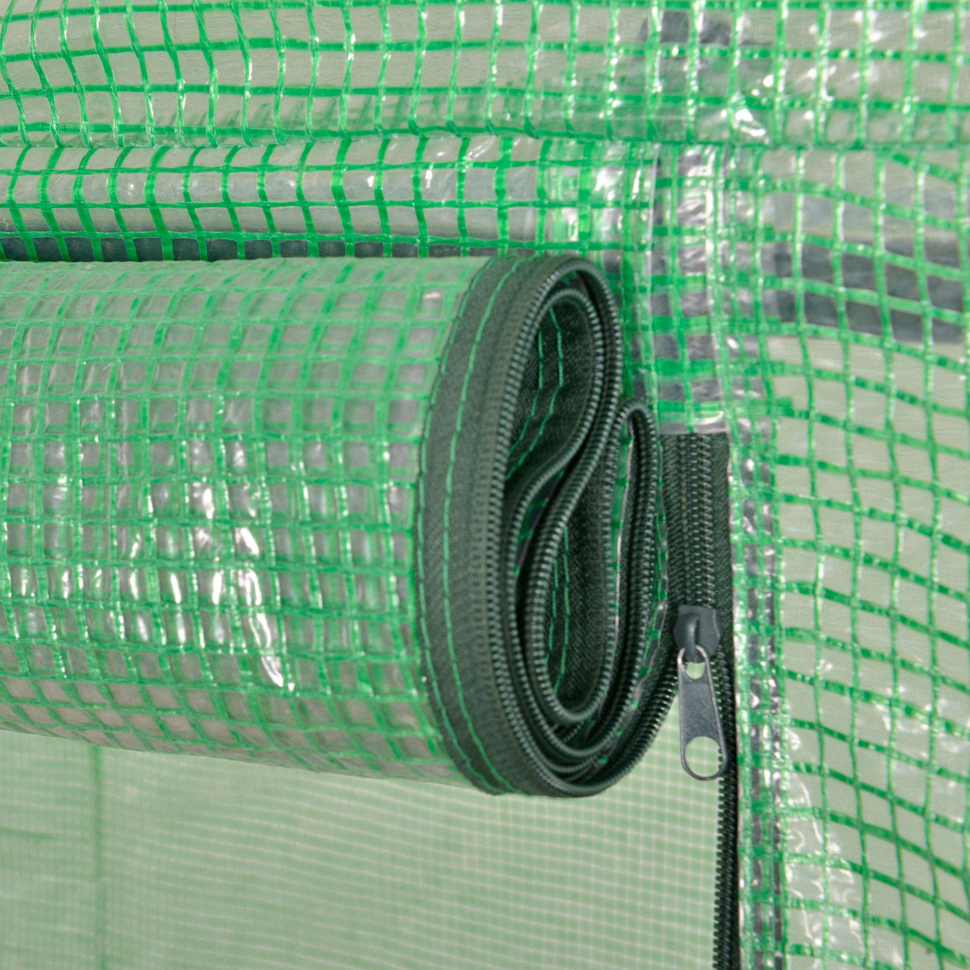Sans Marque - Serre de jardin Outsunny 300x100x200 cm PE 140 g/m² acier porte zippée serre potager extérieur verte - Image 9
