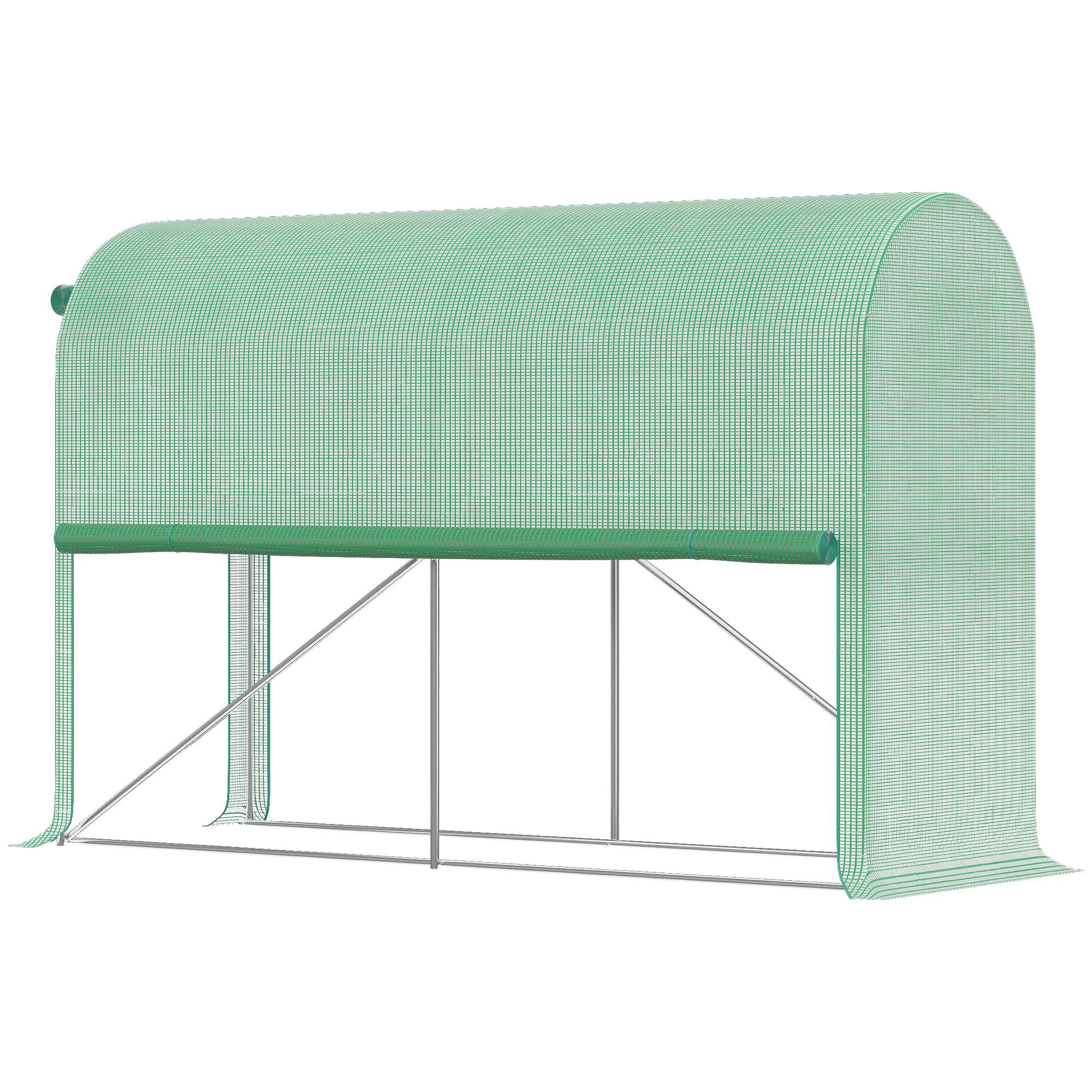 Sans Marque - Serre de jardin Outsunny 300x100x200 cm PE 140 g/m² acier porte zippée serre potager extérieur verte - Image 2