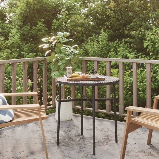 Petite Table d'Appoint Ronde Noire Ø45cm en Résine Tressée pour Balcon ou Jardin – ComfortXL Outdoor Living - Image 1