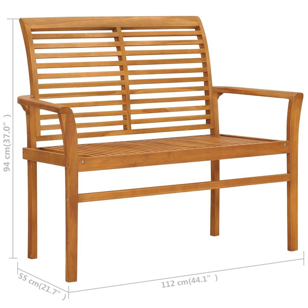 Helloshop26 - Banc de jardin meuble de patio d'extérieur terrasse et coussin anthracite 112 x 55 x 94 cm bois de teck massif - Image 8