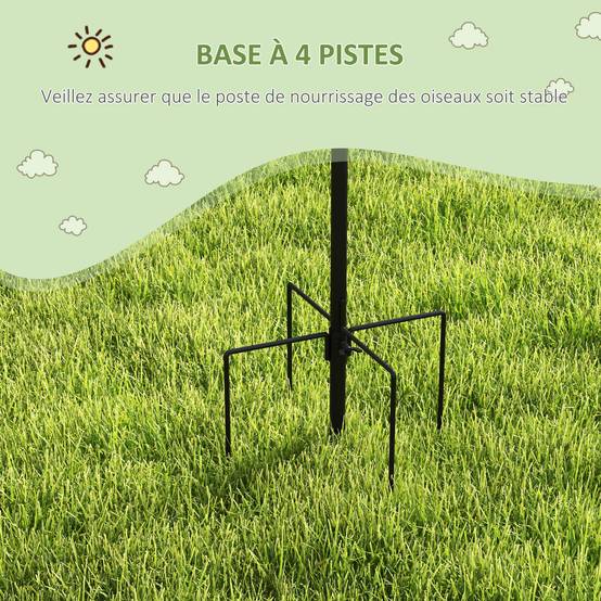 Station d'alimentation pour oiseaux acier noir 58 x 58 x 226 cm - PANGIVO - Image 8