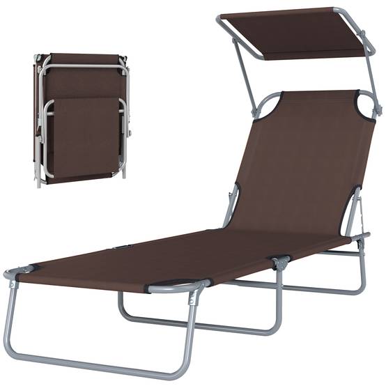 Transat Bain de Soleil Pliable Chaise Longue Grand Confort - 187x58x36cm Métal Marron fr574 - Image 2