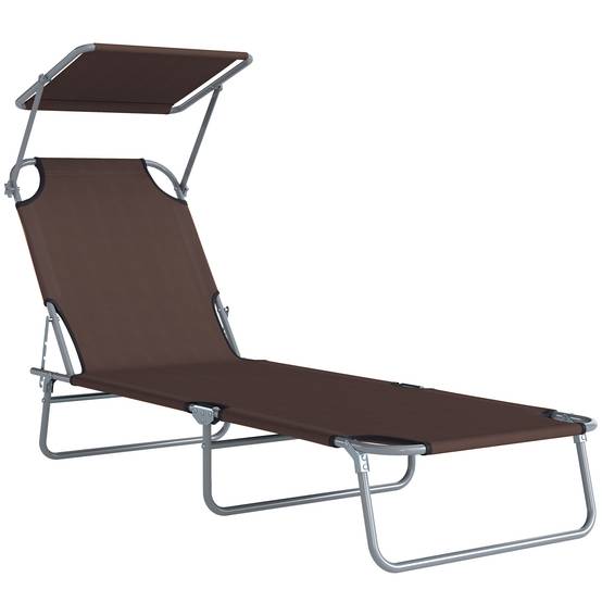 Transat Bain de Soleil Pliable Chaise Longue Grand Confort - 187x58x36cm Métal Marron fr574 - Image 1