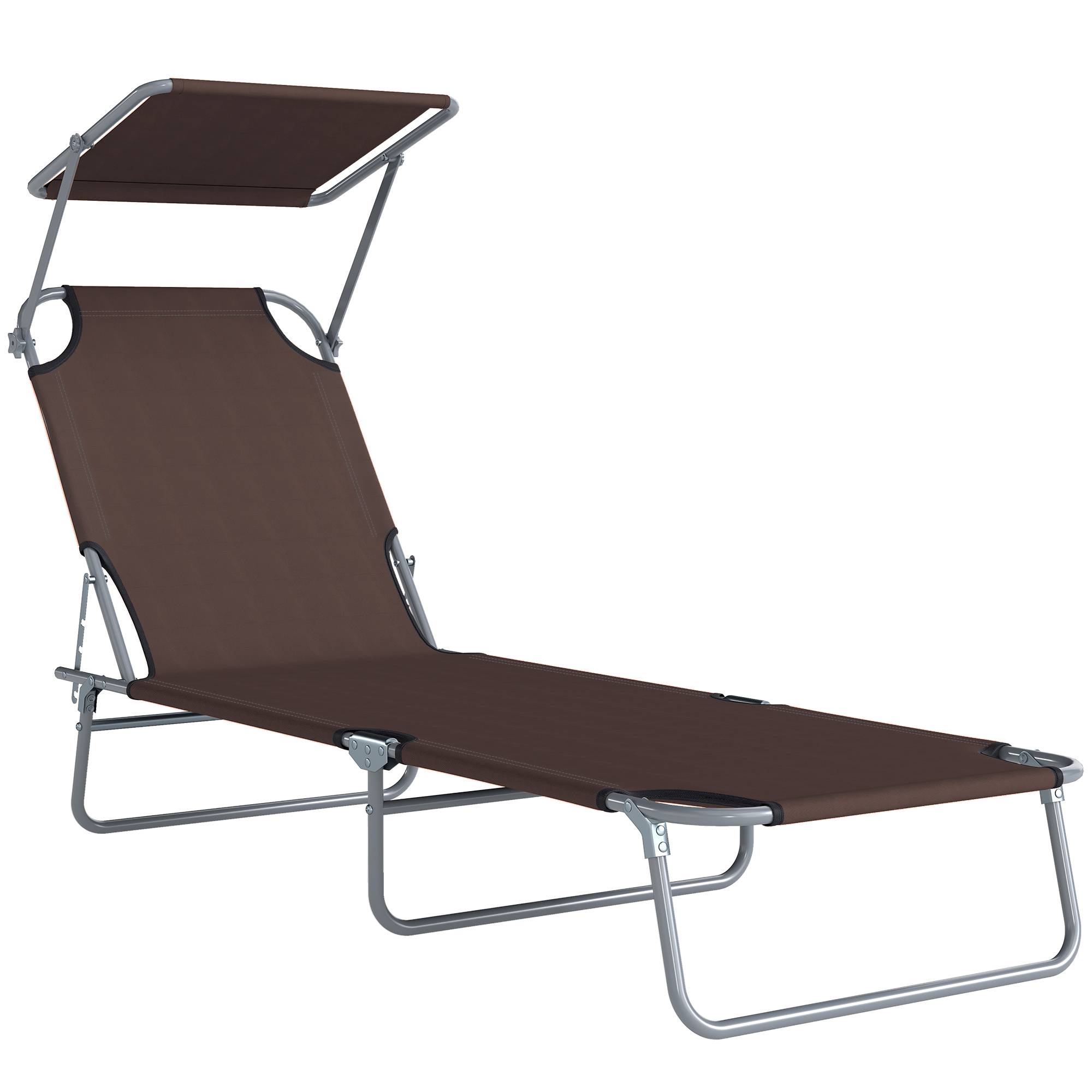 Transat Bain de Soleil Pliable Chaise Longue Grand Confort - 187x58x36cm Métal Marron fr574 - Image 1