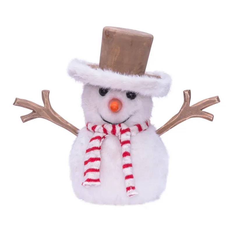 Lotti - Bonhomme de Neige Lumineux H25cm 40 Micro-LED Blanc Chaud & Froid Bois à Piles - Lotti - Image 2