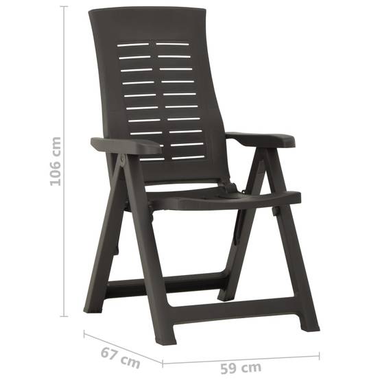 Lot de 2 Chaises de jardin inclinables - Fauteuils de jardin Plastique Anthracite - Image 9