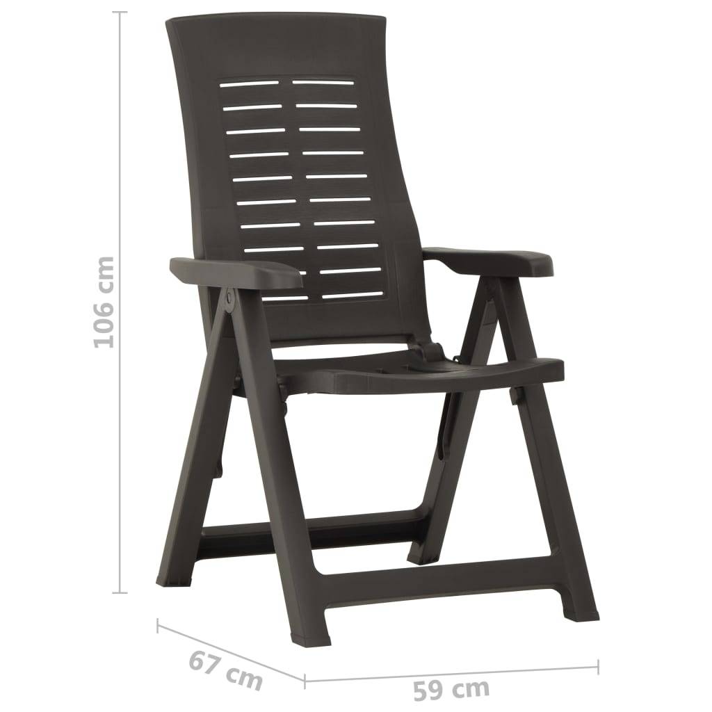 Lot de 2 Chaises de jardin inclinables - Fauteuils de jardin Plastique Anthracite - Image 9