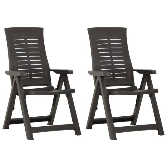 Lot de 2 Chaises de jardin inclinables - Fauteuils de jardin Plastique Anthracite - Image 1