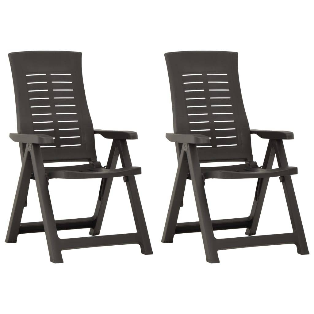 Lot de 2 Chaises de jardin inclinables - Fauteuils de jardin Plastique Anthracite - Image 1