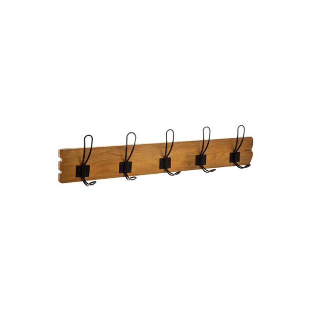Patère 5 Crochets Bois & Métal "Loft" 63cm Naturel - Image 1