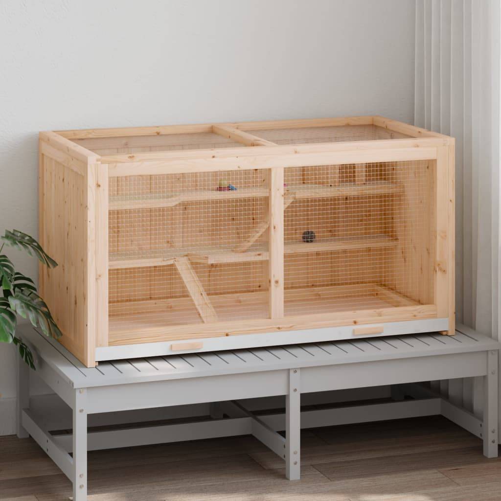 Cage à hamster - Cage pour hamsters 89,5x45x45 cm bois massif de sapin - Image 1