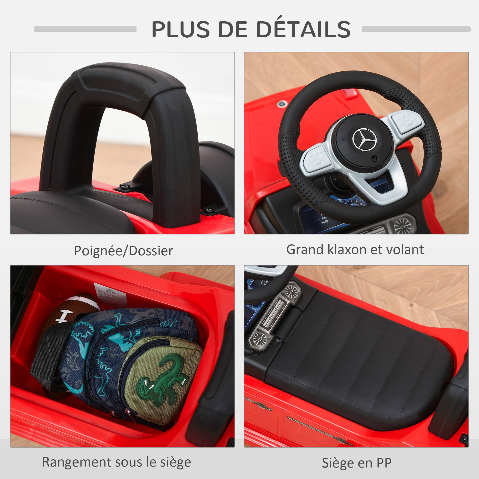 Camion porteur enfants véhicule à pousser licence Mercedes Benz 12-36 mois coffre klaxon phares rouge - Image 9