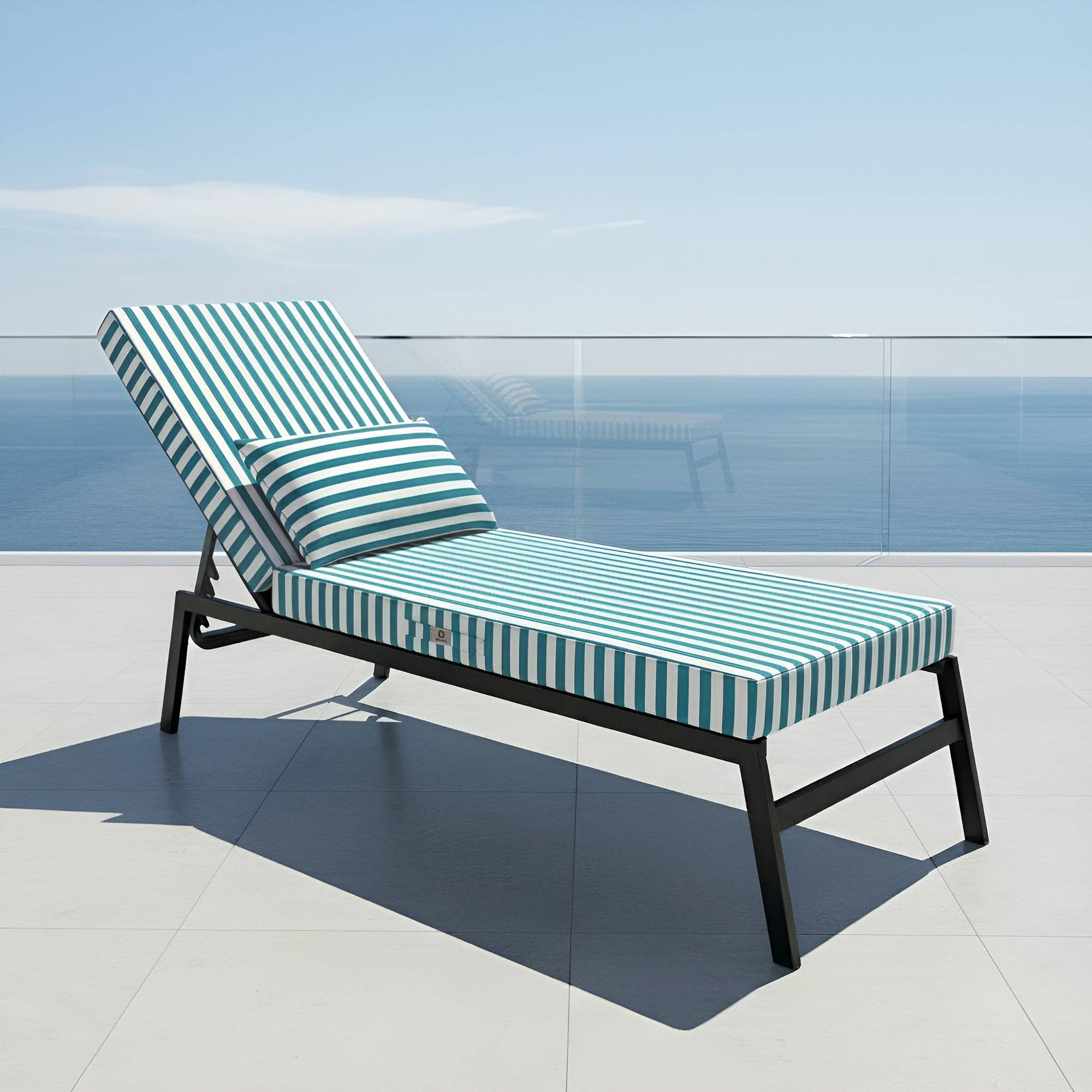 Coussin bain de soleil premium avec coussin - Rayures Vertes - Déco arts - Image 2