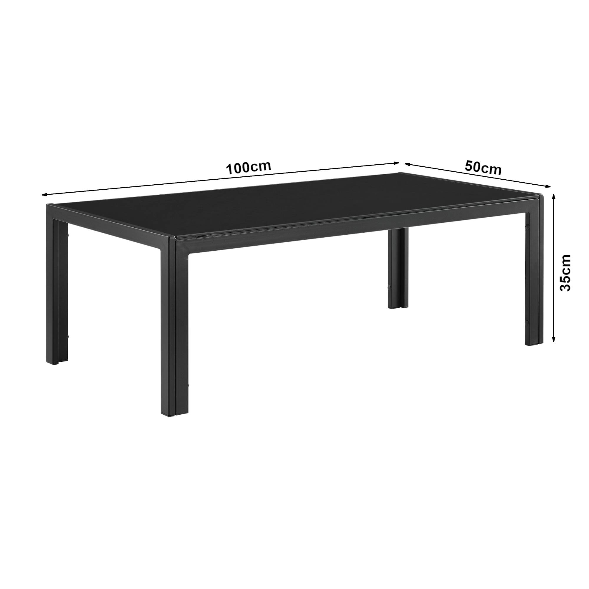 Casa.Pro - Table Basse Extérieure En Verre 100 X 50 X 35 Cm Noir casa.pro - Image 3