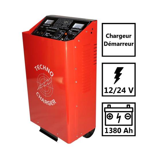 Chargeur démarreur de batterie 1380 Ah-12-24V Charge 120A auto poids lourds TEC800 sur roues Tecnoweld - Image 2