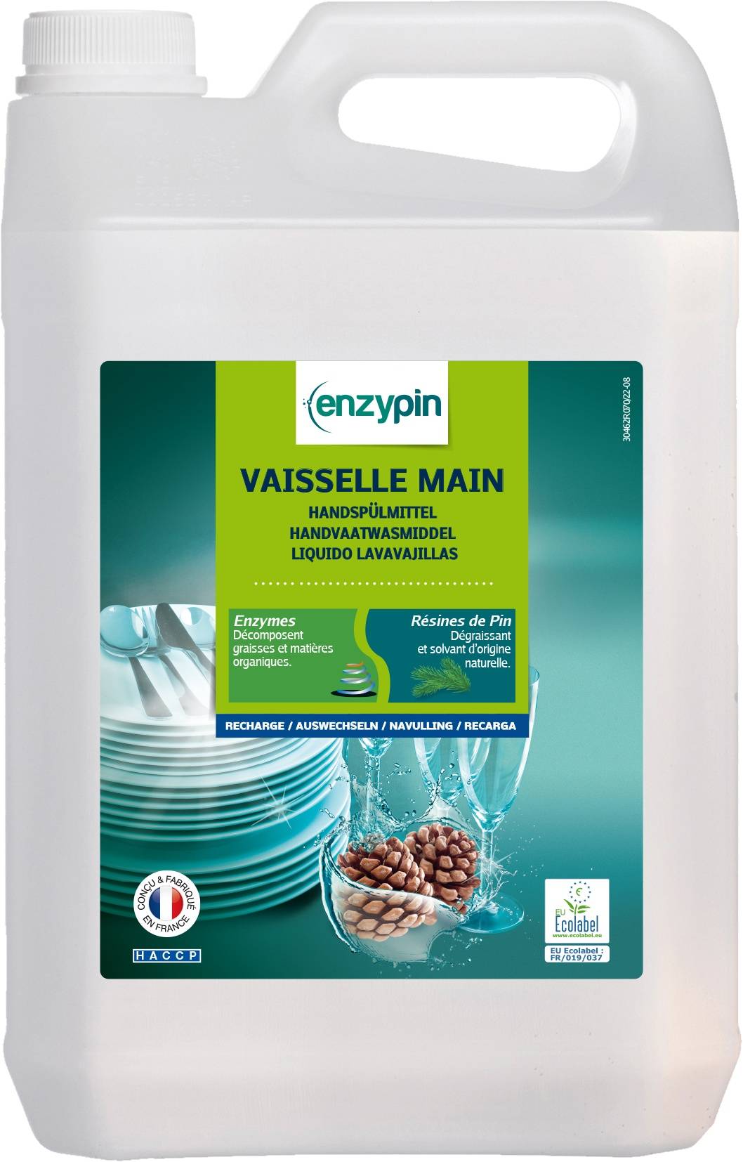 Liquide Vaisselle enzyPin - Lot de 8 Bidons de 5L - Action Pin