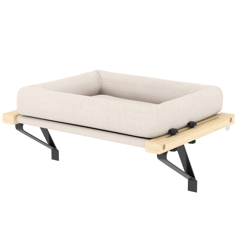 Hamac Chat Radiateur Fenêtre Bois Lit Suspendu Ajustable Lavable Blanc Crème - ComfortXL Outdoor Living - Image 7