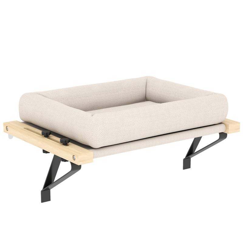 Hamac Chat Radiateur Fenêtre Bois Lit Suspendu Ajustable Lavable Blanc Crème - ComfortXL Outdoor Living - Image 2