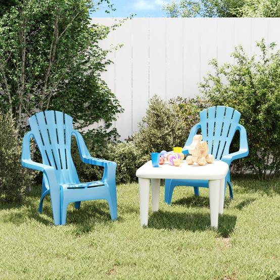 Lot de 2 Chaises de jardin pour enfants - Chaises d'extérieur - Fauteuils d'extérieur bleu 37x34x44 cm PP - MEUBLE PRO - Image 2