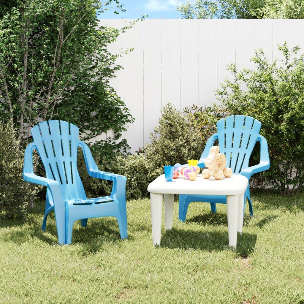 Lot de 2 Chaises de jardin pour enfants - Chaises d'extérieur - Fauteuils d'extérieur bleu 37x34x44 cm PP - MEUBLE PRO - Image 2