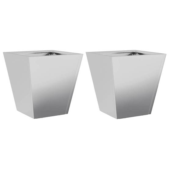2 pcs Jardinière | Pot de fleurs | Cache-pot | Bac à fleurss 30x30x30 cm acier galvanisé - Image 1