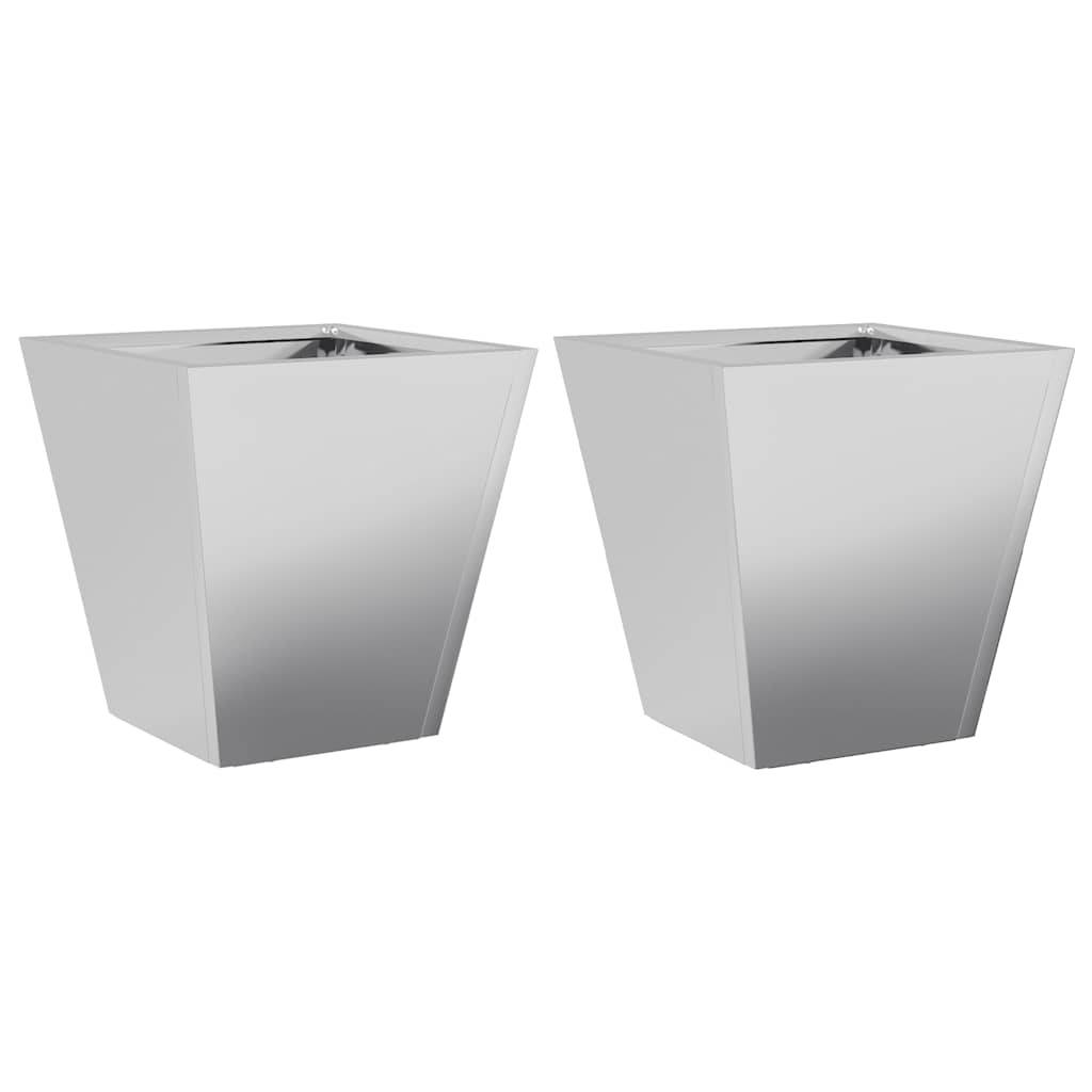 2 pcs Jardinière | Pot de fleurs | Cache-pot | Bac à fleurss 30x30x30 cm acier galvanisé - Image 1