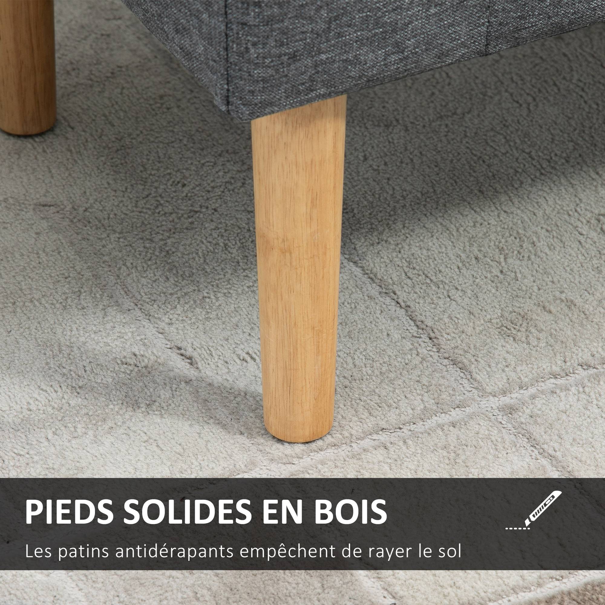 Banc coffre de rangement capitonné avec accoudoirs, 116 x 44 x 58 cm, charge 130 kg, pour chambre, entrée, salon, gris foncé - Image 7