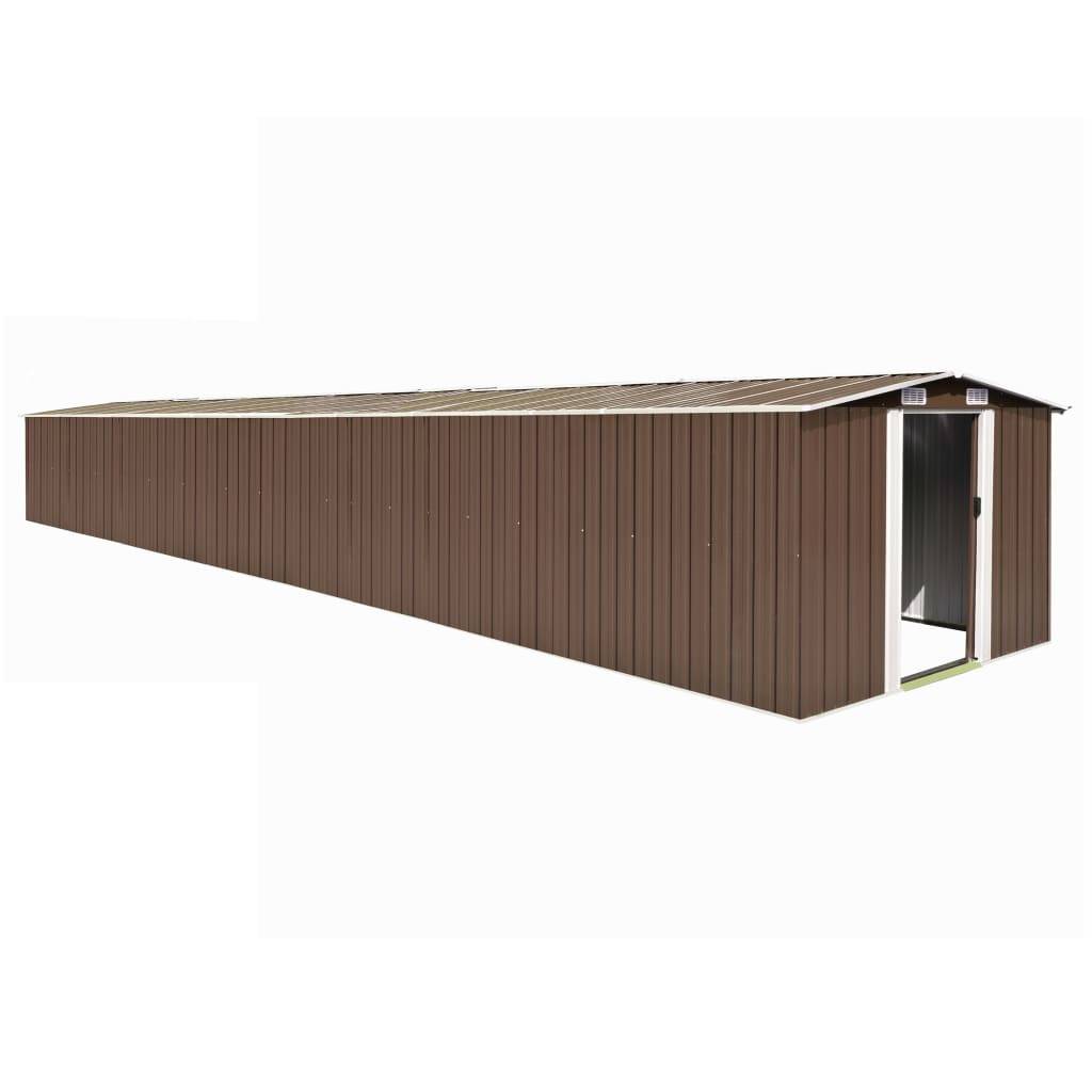 Helloshop26 - Abri de jardin cabane cabanon maison de stockage remise extérieur hangar outils robuste 257 x 990 x 181 cm acier galvanisé marron - Image 1