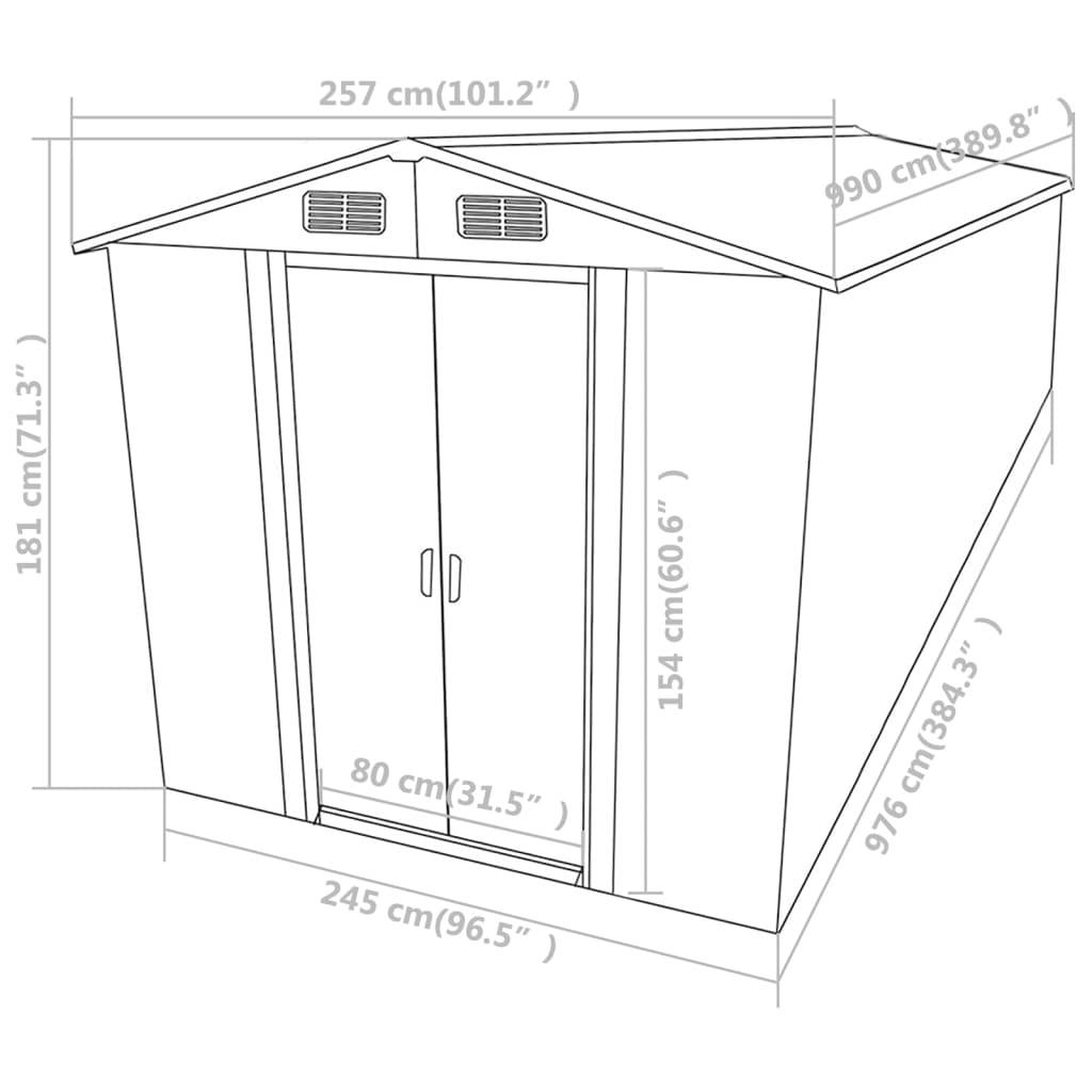 Helloshop26 - Abri de jardin cabane cabanon maison de stockage remise extérieur hangar outils robuste 257 x 990 x 181 cm acier galvanisé marron - Image 8